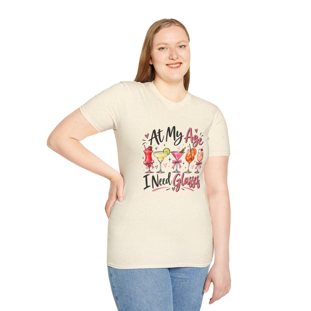 At My Age I Need Glasses T-Shirt | Funny Cocktail Shirt | Wine Lover Tee