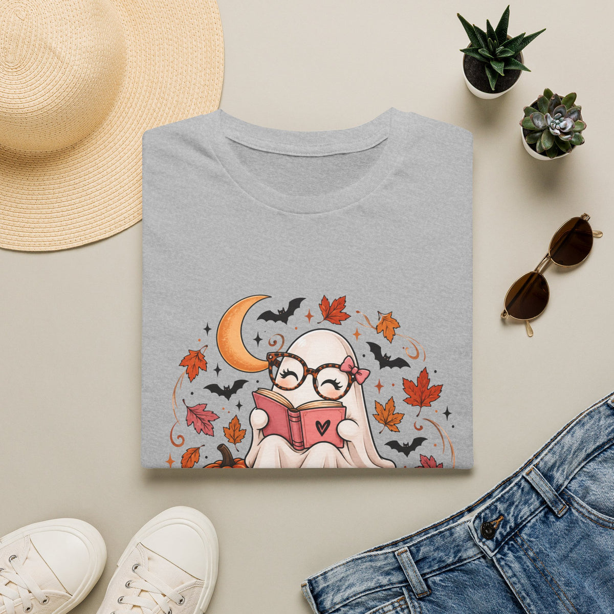 Ghost Reading T-Shirt | Cute Fall Halloween Shirt | Book Lover Tee
